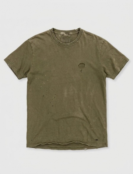 Vintage Washed Olive Green Distressed T-Shirt