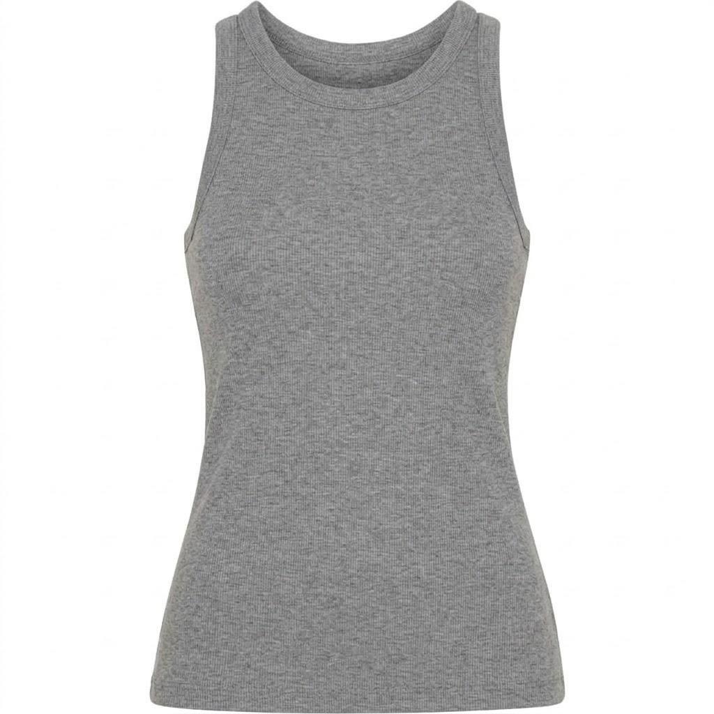 Ladies Heather Grey Ribbed Tank Top